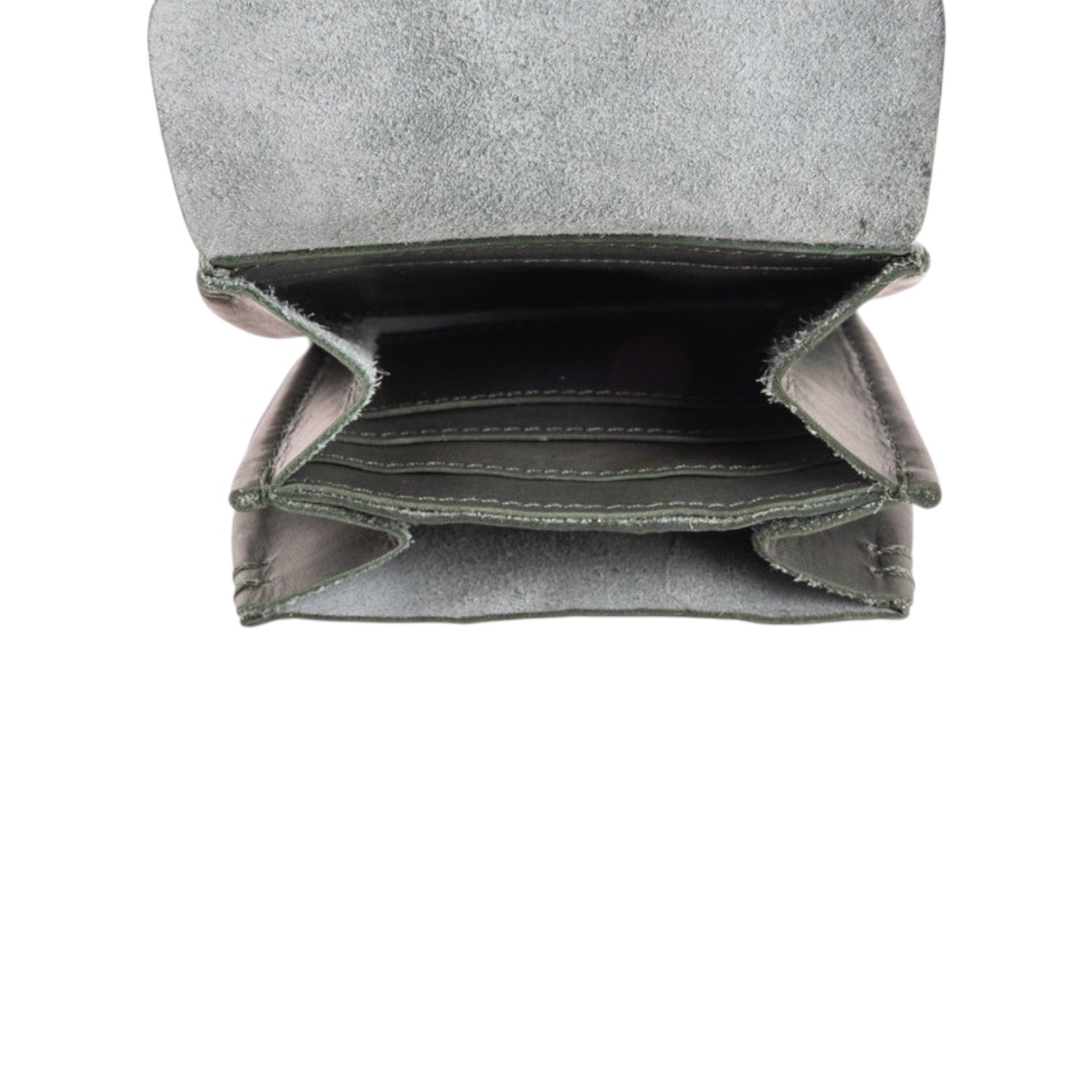 Lieblingstasche Fold Wallet S, green leather wallet with multiple card slots and a fold-over closure.