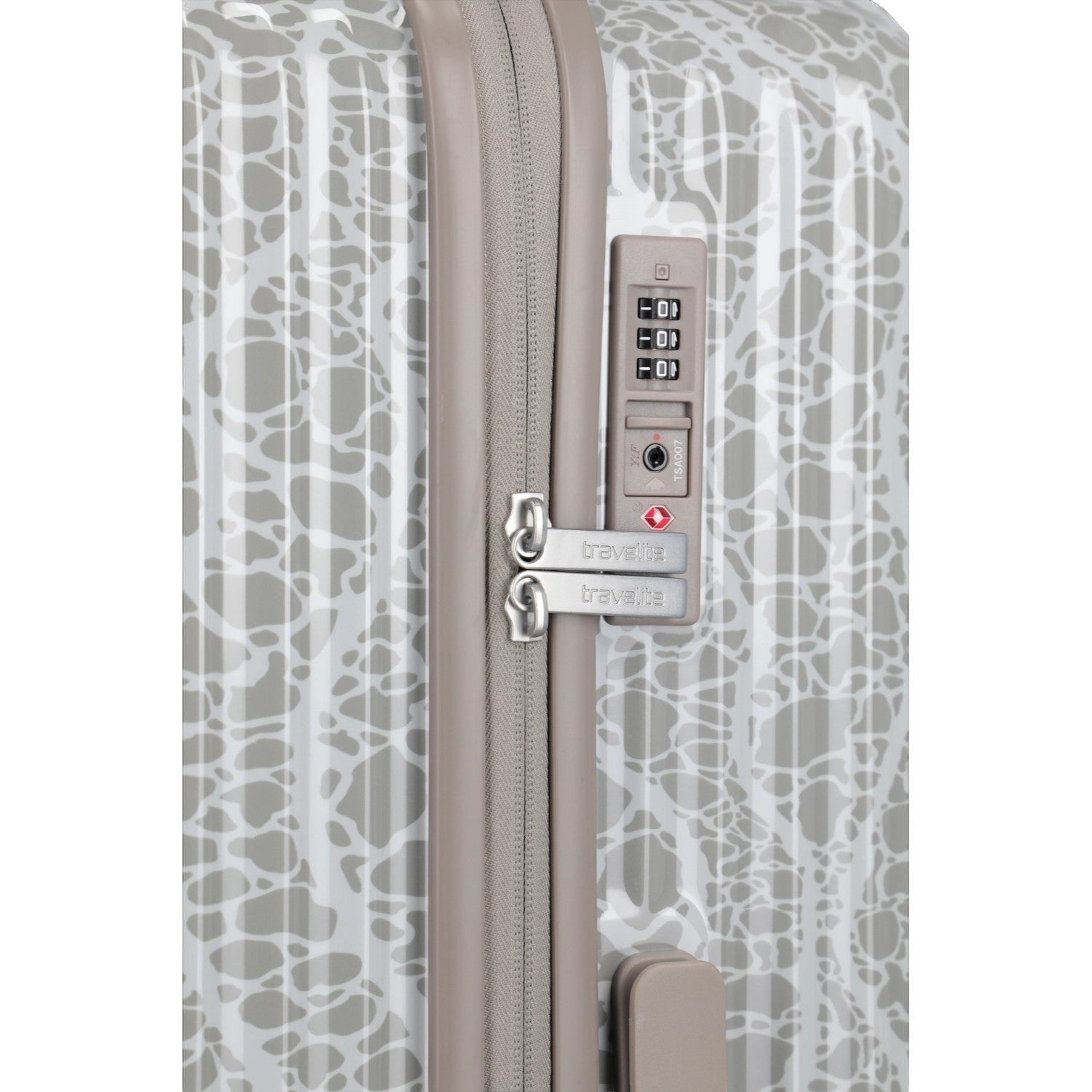 Lieblingstasche Lascana Edition 4W Trolley L, grey patterned hard-shell luggage with TSA lock and zipper.