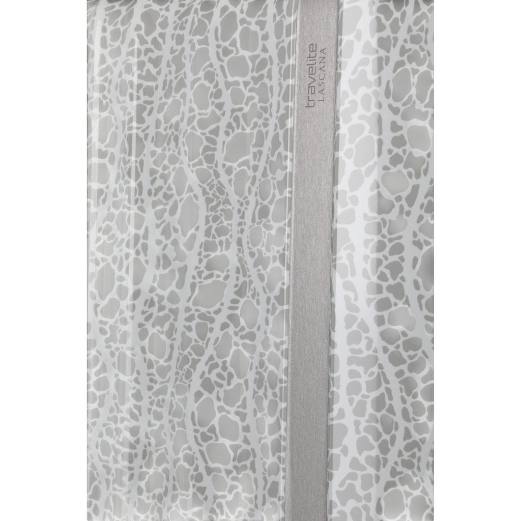 Lieblingstasche Lascana Edition 4W Trolley S, grey patterned hard-shell suitcase with textured silver trim.