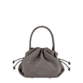 Lieblingstasche Cool Companion Suede S handbag in grey with drawstring sides and a structured top handle