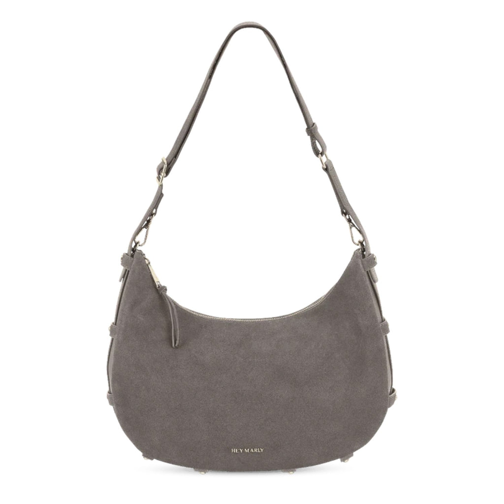 Lieblingstasche Lifetime Sister Suede M grey crescent-shaped shoulder bag in soft suede leather