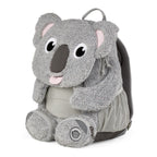 Lieblingstasche Großer Freund koala-shaped grey plush backpack for children with cute ears and pink tongue detail