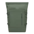 Lieblingstasche Helsinki Pro rolltop backpack in sage green with a front zip pocket and side compression straps.