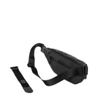 Lieblingstasche Ichikawa belt bag in black coated canvas with leather details and adjustable strap on white background