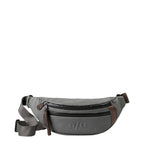 Lieblingstasche a/u by aunts & uncles Ichikawa grey waist bag in water-repellent coated canvas with leather details.