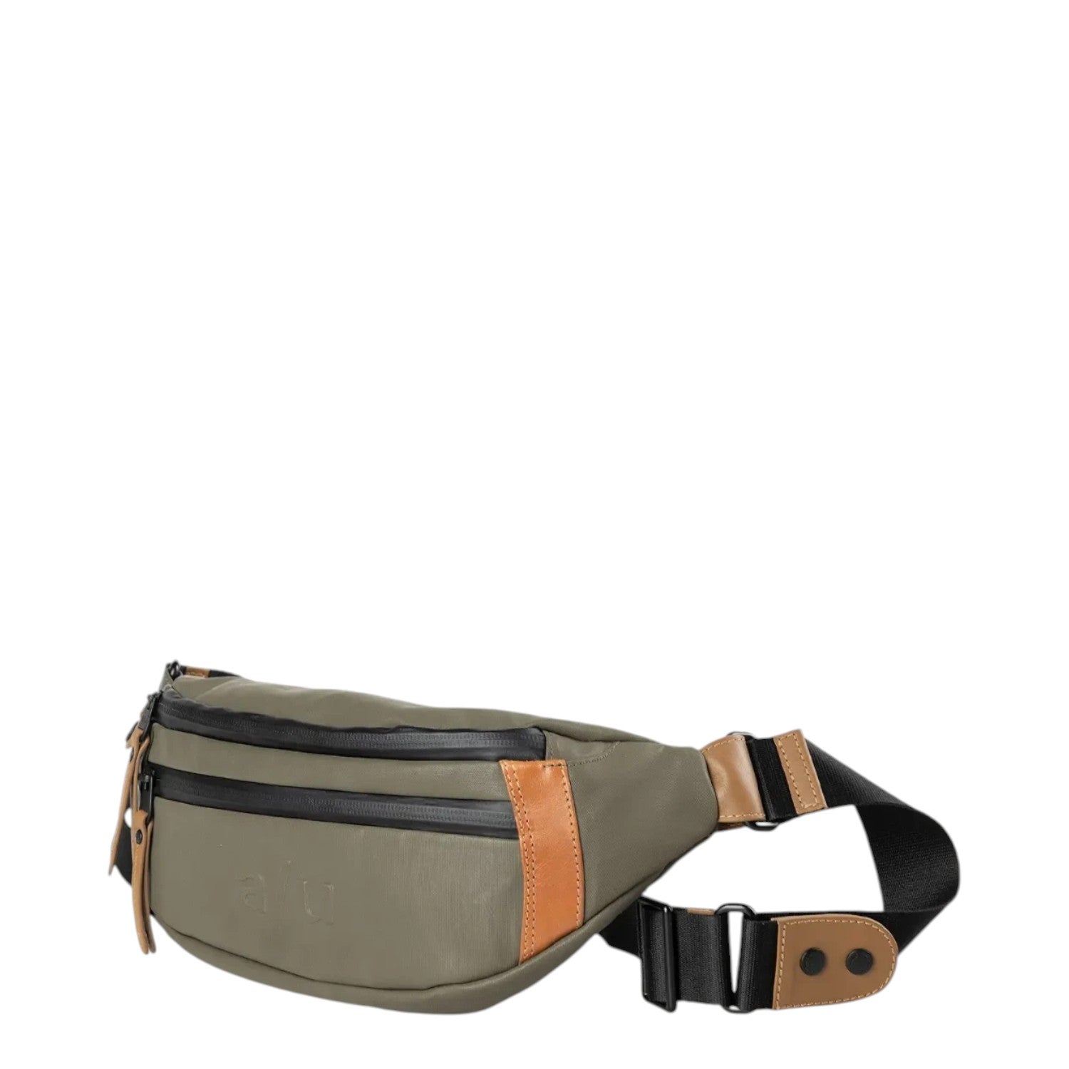 Lieblingstasche a/u by aunts & uncles Ichikawa olive green belt bag with leather details and water-repellent zippers