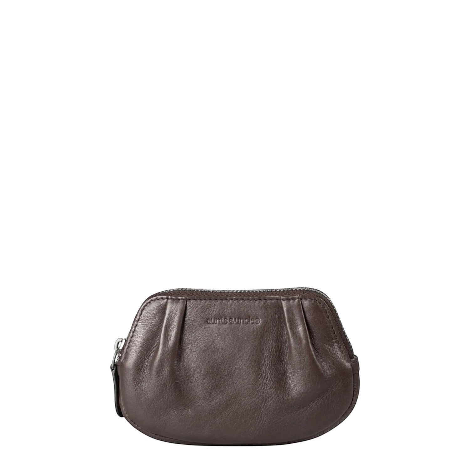 Lieblingstasche Jacy small dark brown leather coin purse with a pleated front and zip closure