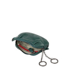 Lieblingstasche Jacy dark green leather key pouch with two metal key rings and a zippered main compartment.