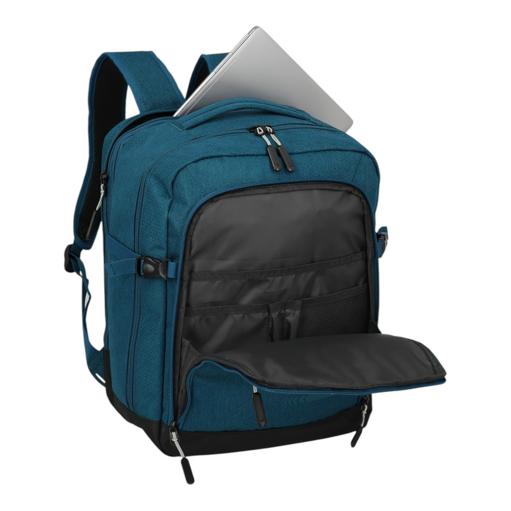Lieblingstasche Kick Off Cabin Rucksack in blue with a laptop compartment and open front organizer pocket
