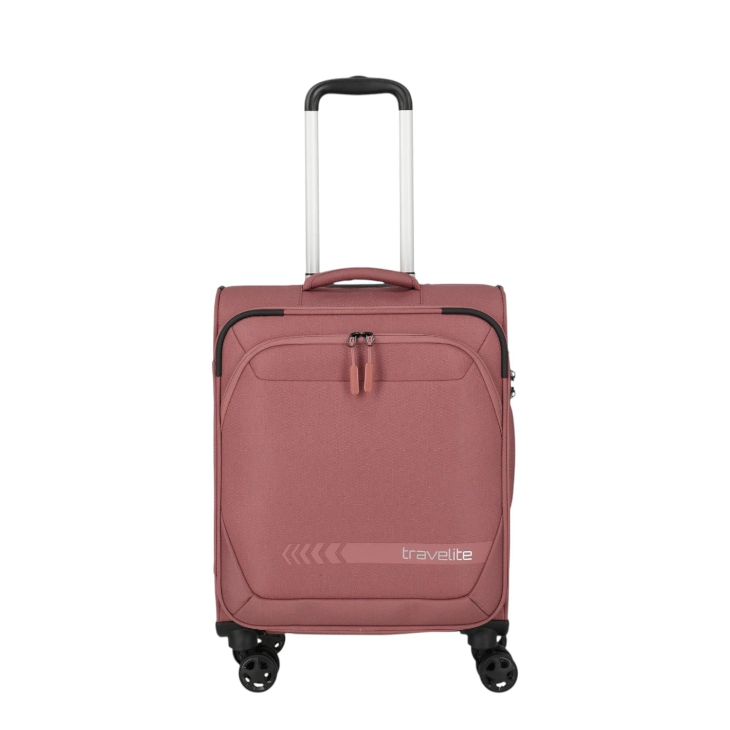 Lieblingstasche KICK OFF small 4-wheel trolley suitcase in dusty rose with front zip pocket and telescopic handle