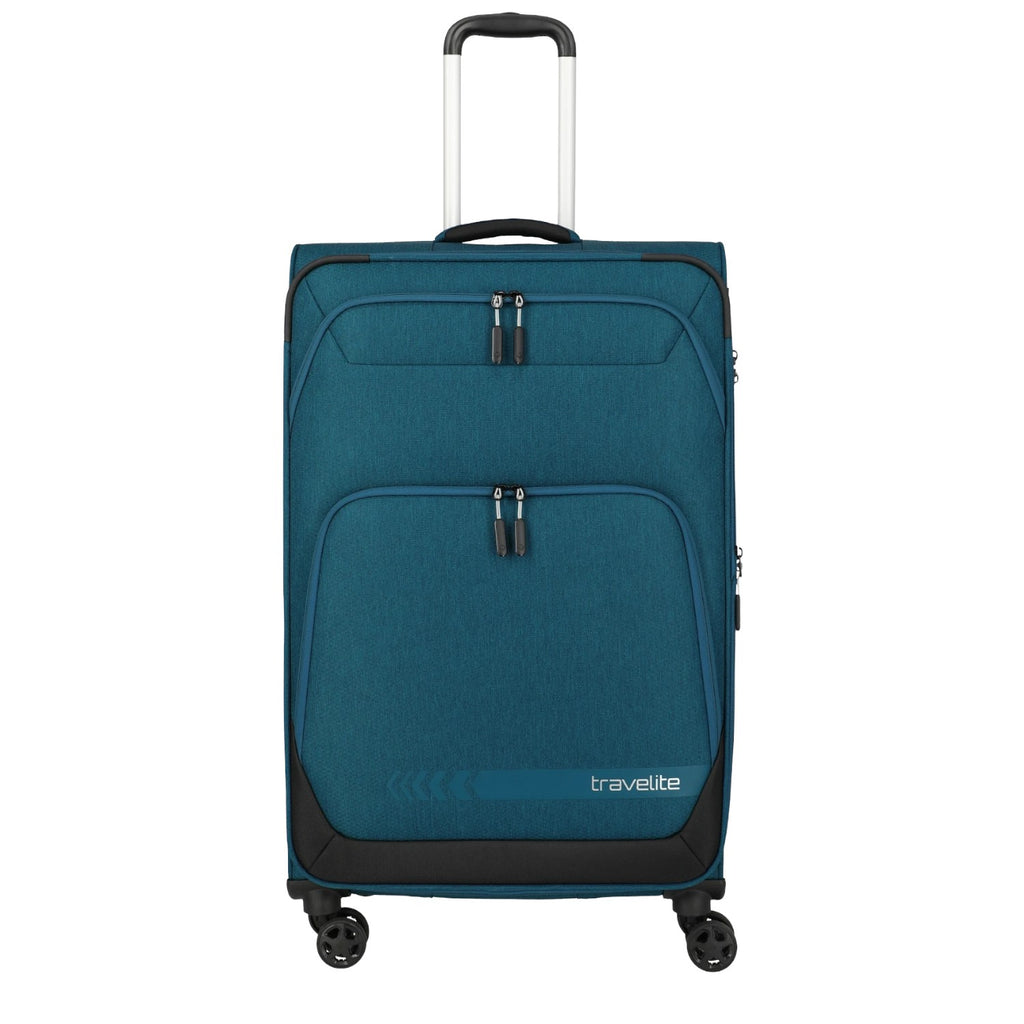 Lieblingstasche KICK OFF large expandable 4-wheel trolley suitcase in petrol blue with front zip pockets