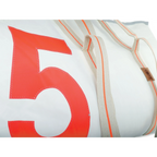 Lieblingstasche Kutter XL white sailcloth bag with a large red number 5 and beige canvas straps