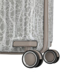 Lieblingstasche Lascana Edition 4W Trolley L, a large suitcase with a white and grey abstract pattern and beige trim.