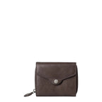Lieblingstasche Lesley dark brown leather wallet with a snap button closure and side zipper