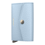 Lieblingstasche Envelope Pebble light blue textured leather cardholder with a snap button closure