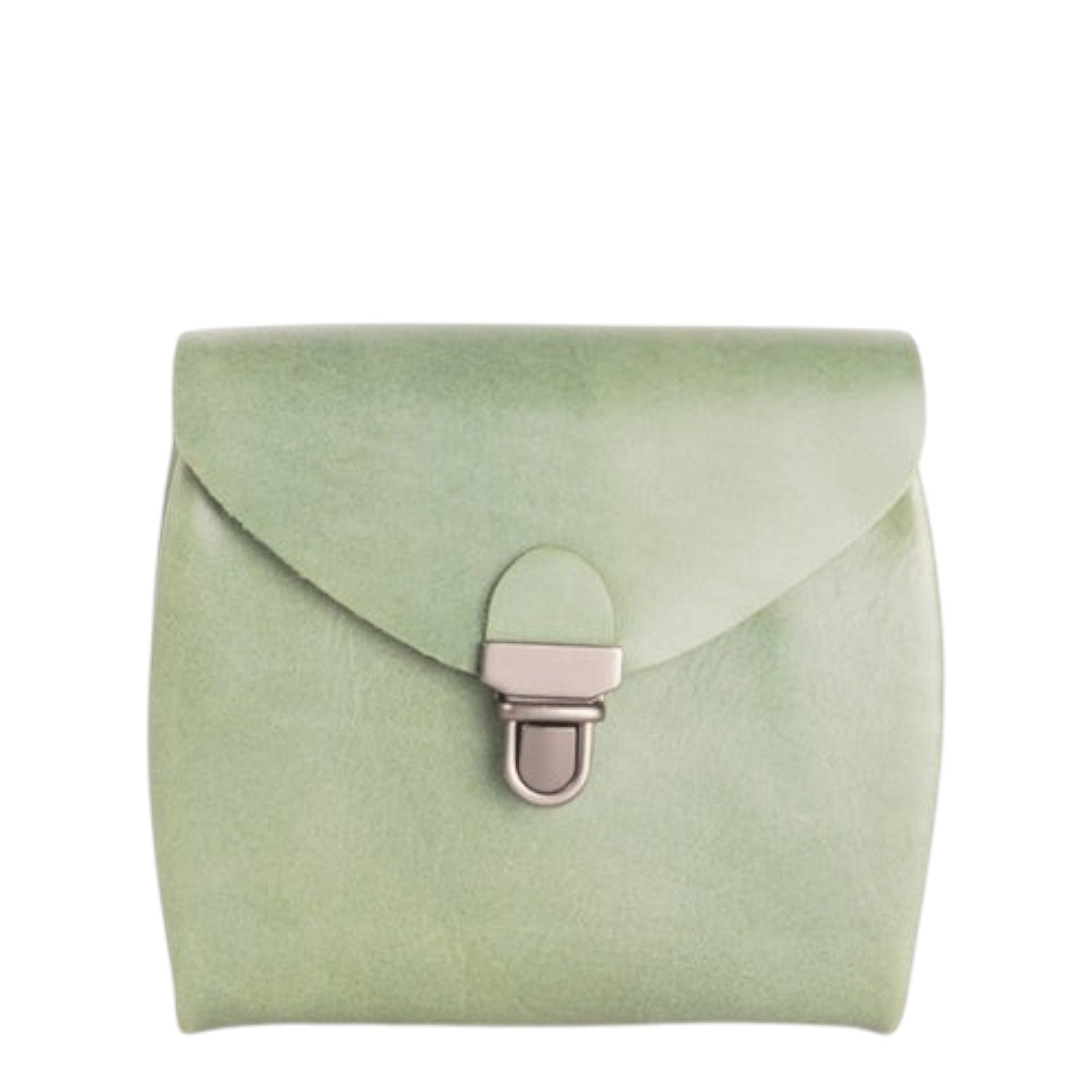 Lieblingstasche Fold Wallet S in light green leather with a silver clasp closure.
