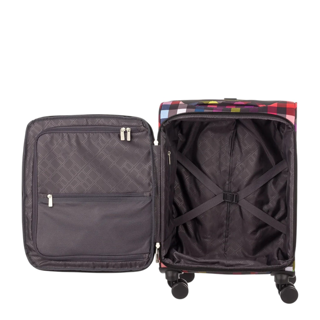 Lieblingstasche Lightstyler cabin spinner suitcase with open interior featuring dark lining and packing straps