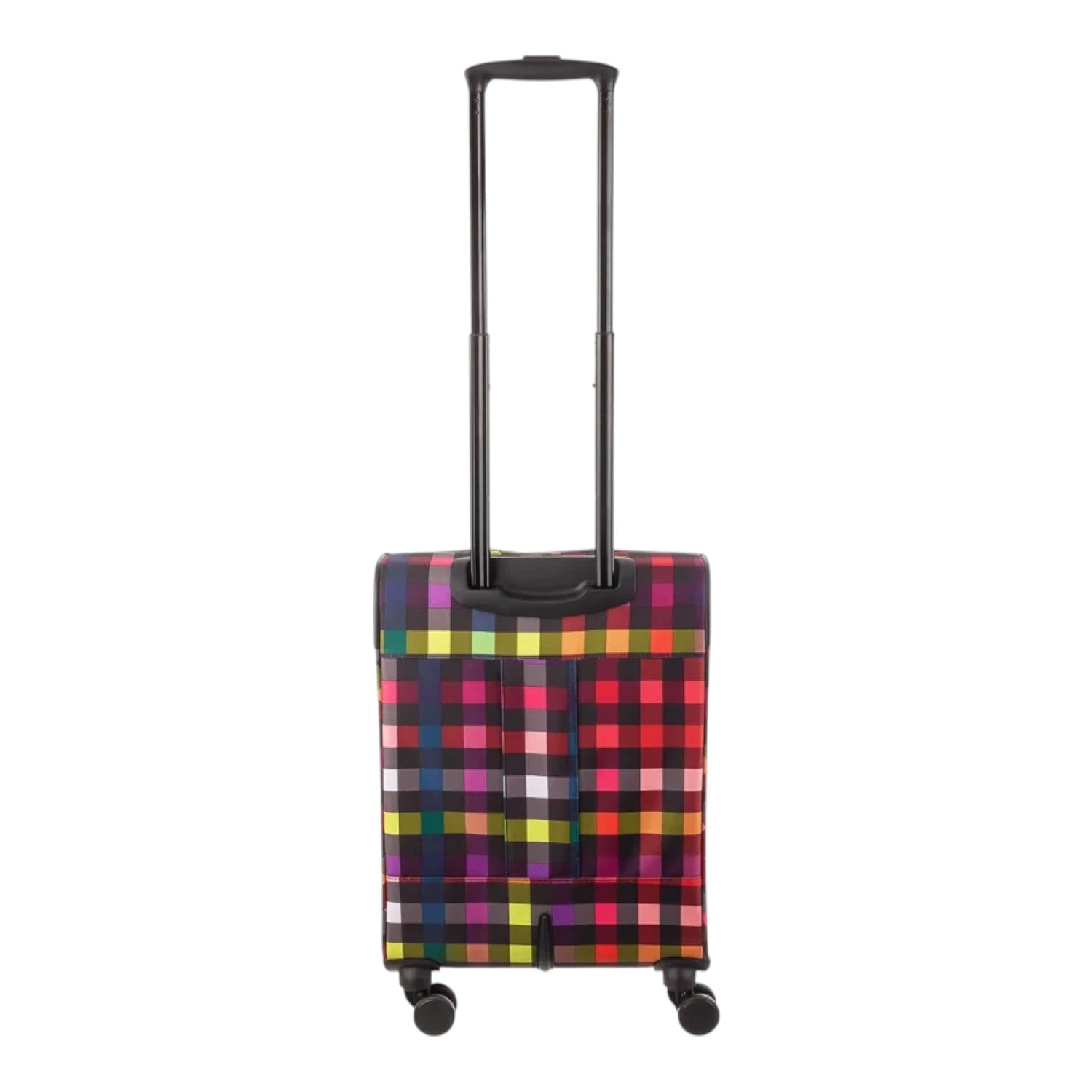 Lieblingstasche Lightstyler cabin spinner suitcase with a vibrant multicolored checkered pattern and telescopic handle