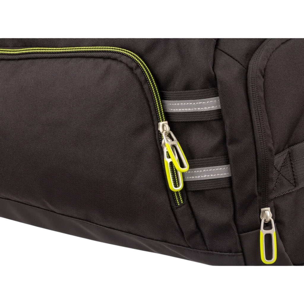 Lieblingstasche Lightstyler Duffle L in black with neon yellow zipper accents and reflective strips