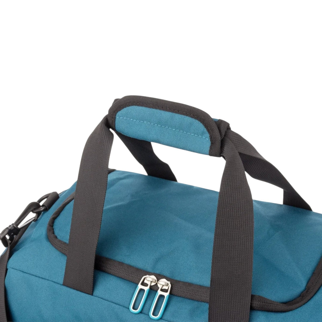 Lieblingstasche Lightstyler Duffle L in teal blue with black handles and double zipper closure