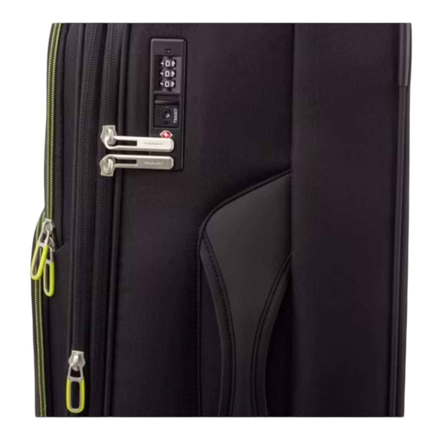 Lieblingstasche Lightstyler Spinner L black suitcase with TSA lock and lime green zipper details