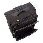 Lieblingstasche Lightstyler Spinner L black softside suitcase with front zippered pockets and lime green accents