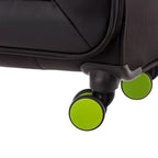 Lieblingstasche Lightstyler Spinner L suitcase featuring durable black fabric and vibrant lime green swivel wheels