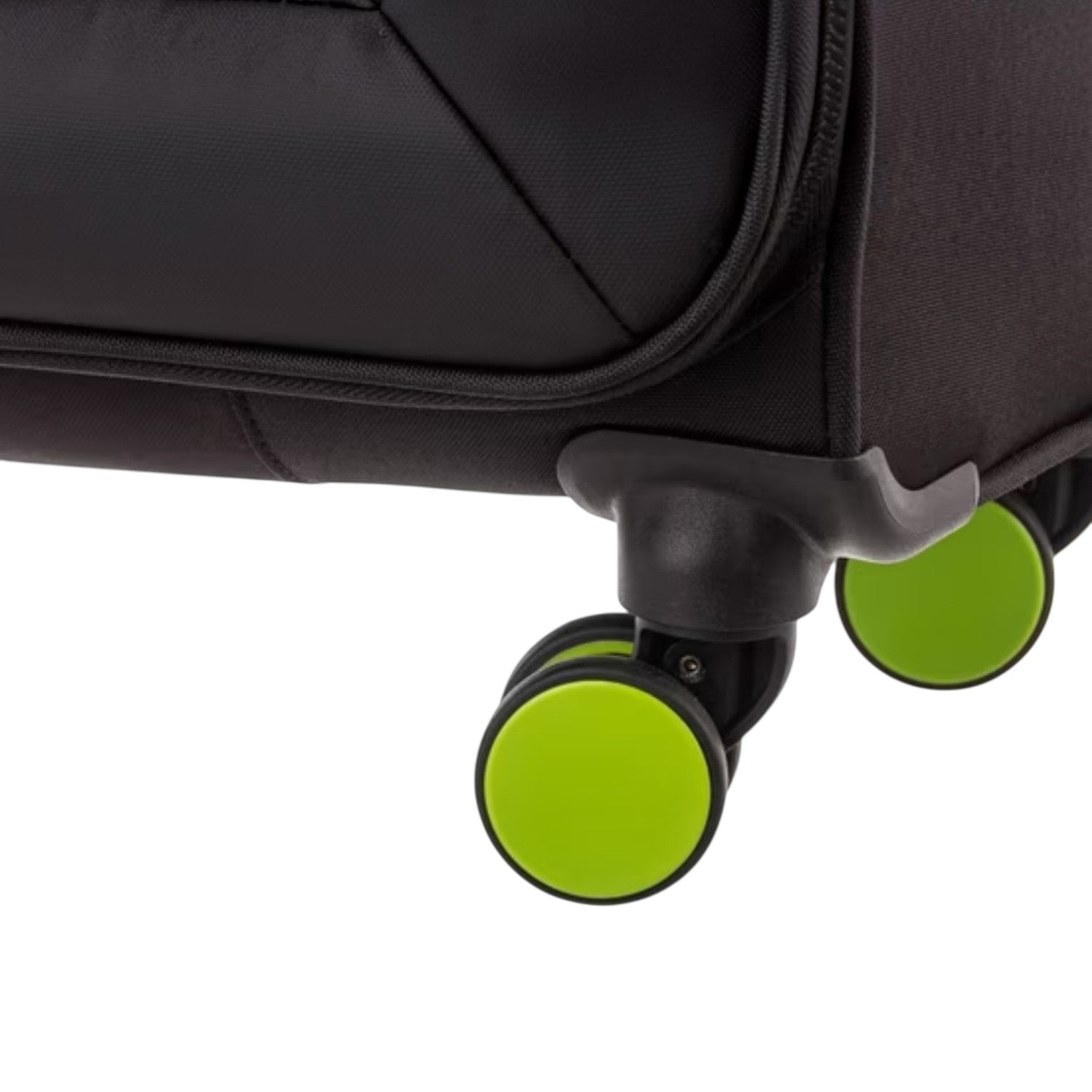 Lieblingstasche Lightstyler Spinner L suitcase featuring durable black fabric and vibrant lime green swivel wheels