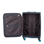 Lieblingstasche Lightstyler Spinner L suitcase interior with dark grey lining, zippered pockets, and packing straps.