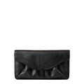 Lieblingstasche Mabel black leather clutch bag with a soft gathered design and a sleek magnetic front closure