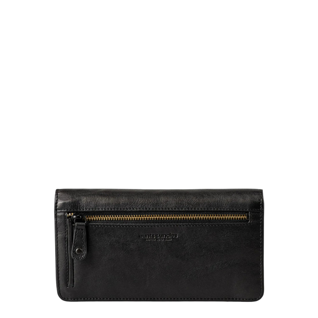 Lieblingstasche Mabel black leather wallet featuring a gold-toned zipper pocket and embossed logo on the back
