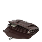 Lieblingstasche Mabel dark brown leather wallet with open interior compartments and metal clasp closure