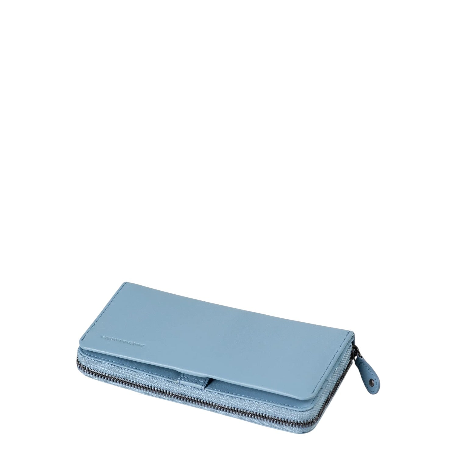 Lieblingstasche Maple light blue leather wallet with a secure wrap-around zipper closure