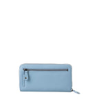 Lieblingstasche Maple light blue leather wallet with a back zipper pocket and silver hardware