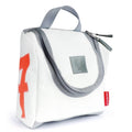 Lieblingstasche Matrose XL toiletry bag made from white recycled sailcloth with red sail detail and grey trim