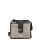 Lieblingstasche metallic silver and grey patterned small zip-around wallet with a snap button closure