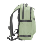 Lieblingstasche eoto Midi20 city backpack in sage green with side view, padded straps, and water-resistant fabric.