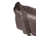 Lieblingstasche Miss Applepie brown leather shoulder bag with embossed aunts & uncles logo on the strap