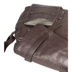 Lieblingstasche Miss Applepie dark brown leather bag with a front pocket and striped lining detail
