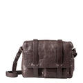 Lieblingstasche Miss Applepie dark brown leather messenger bag with flap closure and adjustable shoulder strap