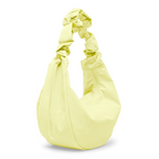Lieblingstasche Moon Bag Ruffle Large in pale yellow with a gathered scrunchie-style handle and crescent silhouette