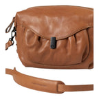 Lieblingstasche Mrs. Cannoli brown leather crossbody bag with a gathered front flap and black metal hardware