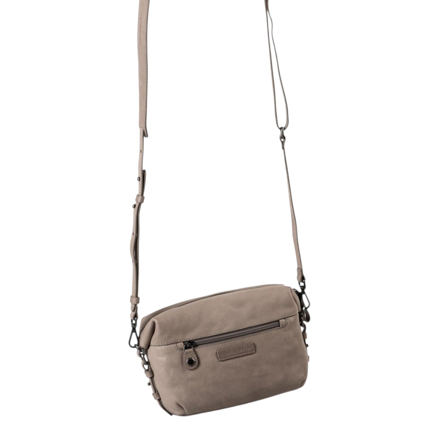Lieblingstasche Mrs. Cannoli taupe leather crossbody bag with an adjustable strap and external zippered pocket