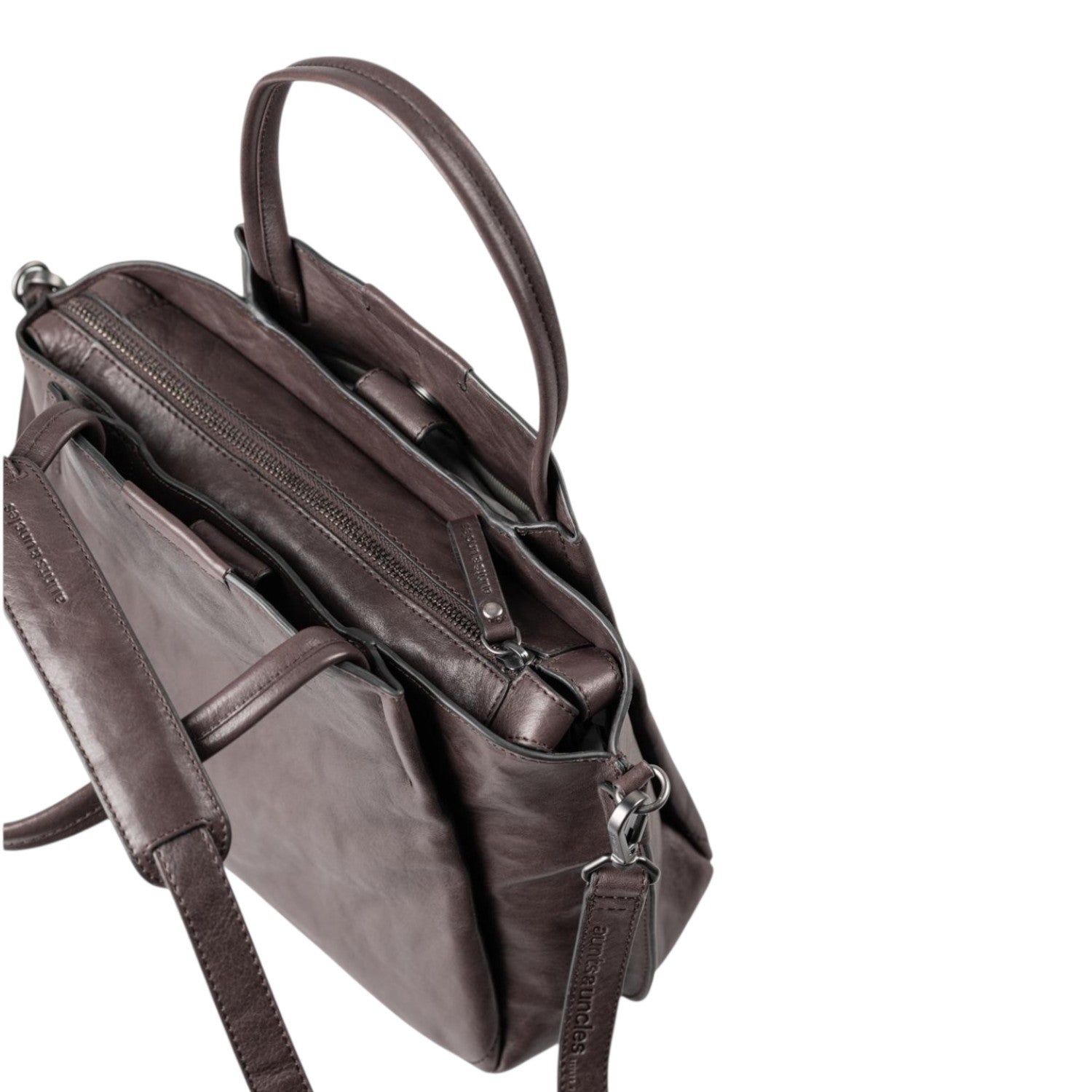 Lieblingstasche Mrs. Chiffon Pie dark brown leather handbag with top handles and a secure zippered main compartment