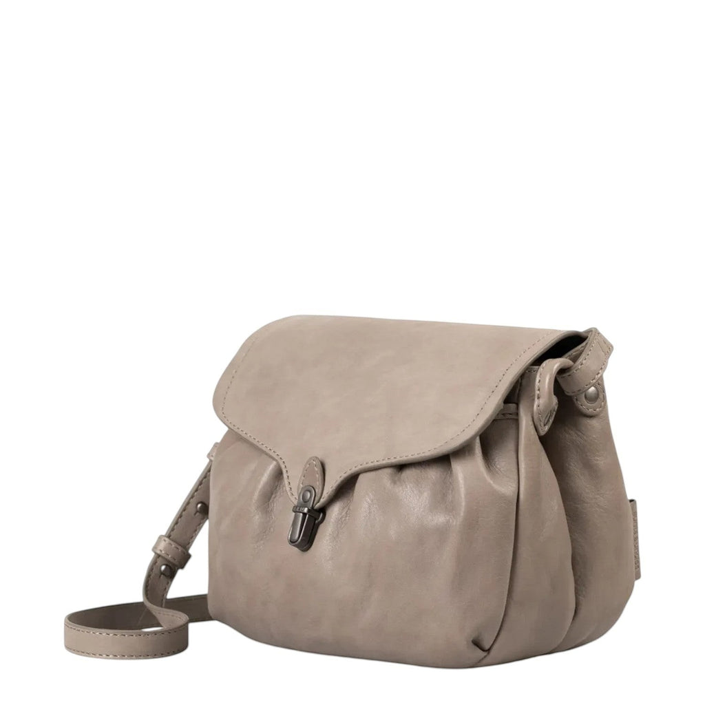 Lieblingstasche Mrs. Coconut Cake crossbody bag in taupe leather with a flap closure and adjustable shoulder strap