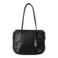 Lieblingstasche Mrs. Florentine black leather shoulder bag with long straps and a hanging leather tag