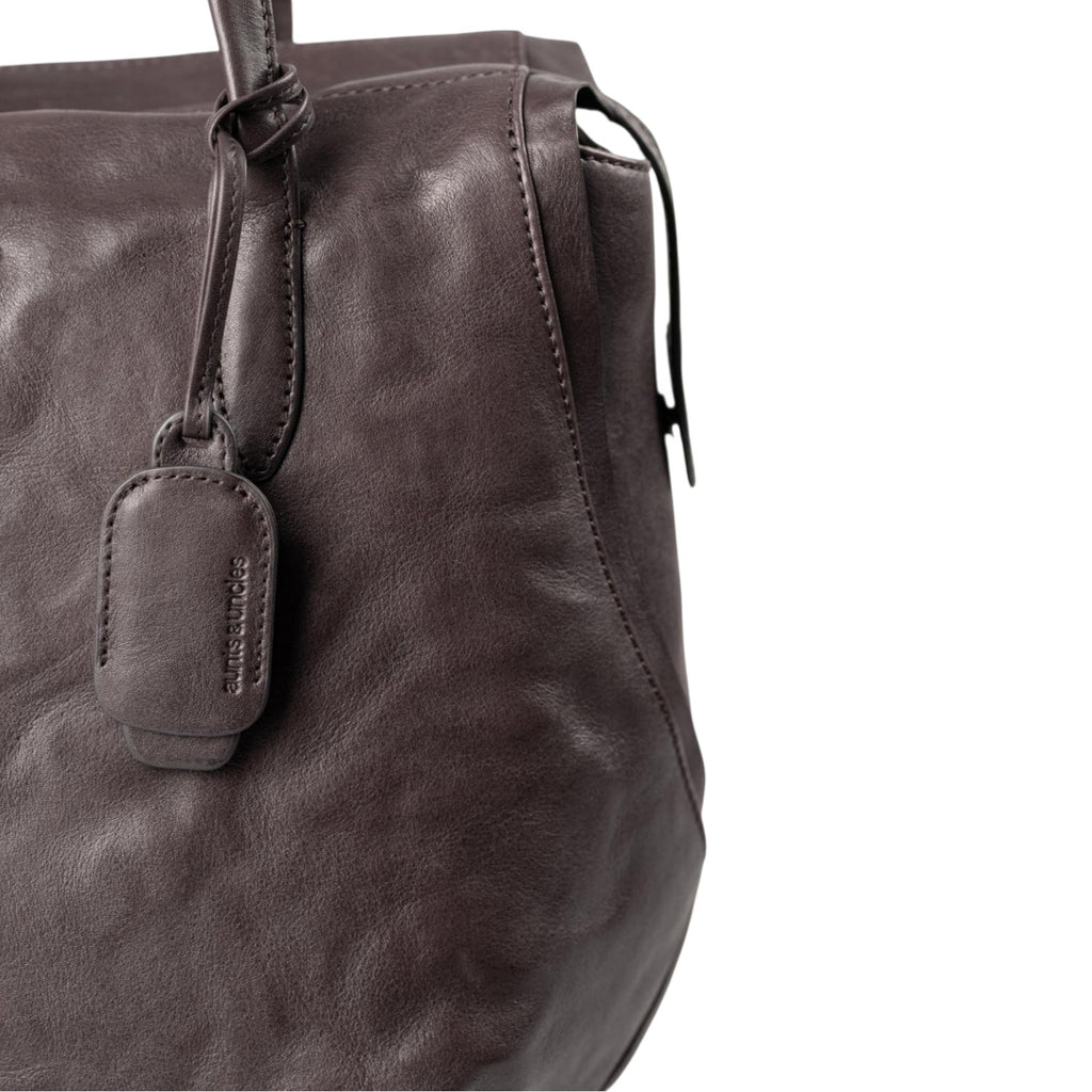 Lieblingstasche Mrs. Florentine dark brown leather handbag with a hanging leather tag detail