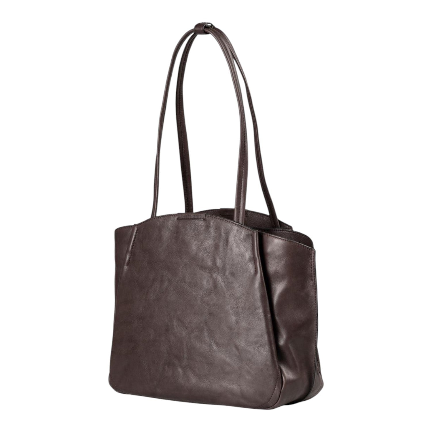 Lieblingstasche Mrs. Pavlova dark brown leather shoulder bag with a structured silhouette and long carry handles