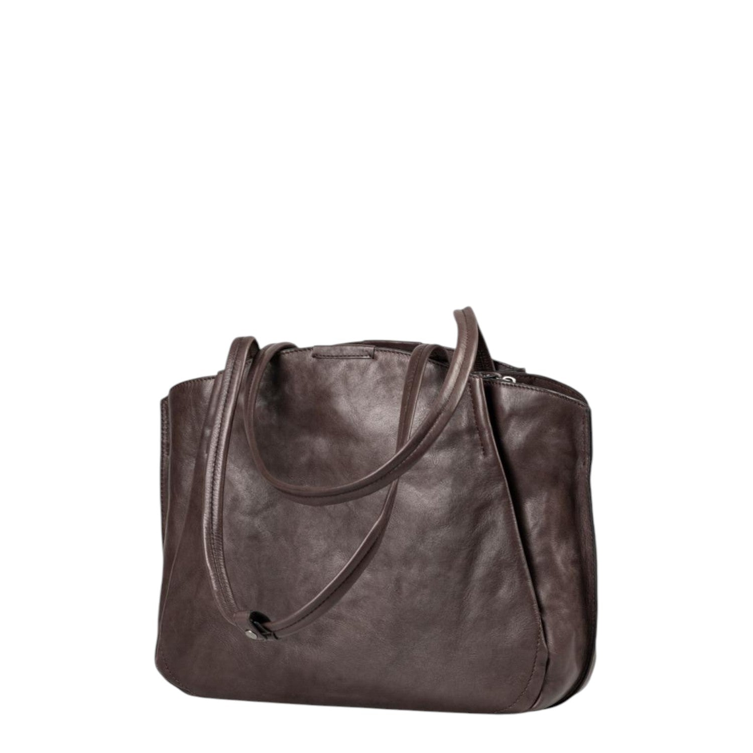Lieblingstasche Mrs. Pavlova dark brown leather handbag with dual shoulder straps and a structured silhouette.