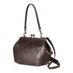 Lieblingstasche Mrs. Pizzelle dark brown leather handbag with a vintage-style kiss-lock closure and shoulder strap.